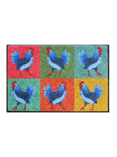 Fussmatte  COQS POP ART MULTICOLORE